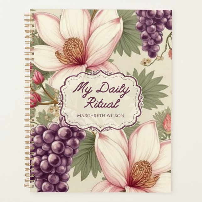 Pink Purple Floral Daily Planner Notebook (Front)
