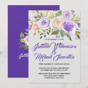 Pink Purple Floral Elopement Reception Card