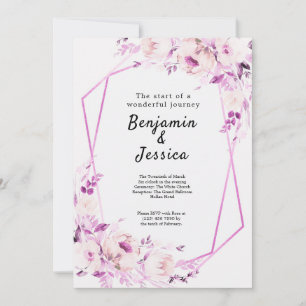 Pink & Purple Floral Geometric Wedding Invitation