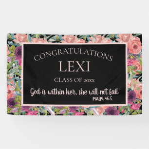 Pink Purple Floral Graduation Christian Bible Banner