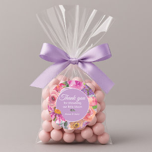 Pink Purple Floral Little Bloom Baby Shower Classic Round Sticker