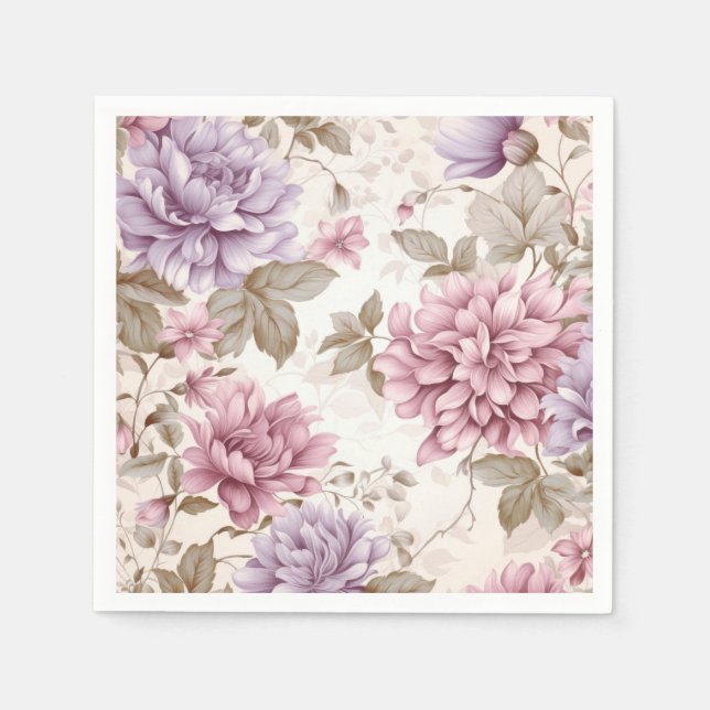Pink Purple Floral Napkins (Front)