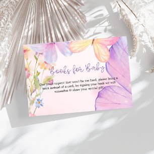 Pink Purple Floral Oh Baby Butterfly Baby shower  Enclosure Card