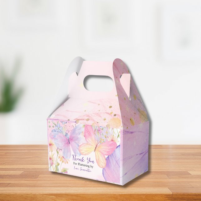 Pink Purple Floral Oh Baby Butterfly Baby shower Favour Box (Creator Uploaded)