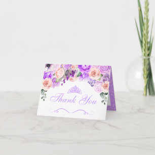 Pink & Purple Floral Quinceanera Thank You Invitation