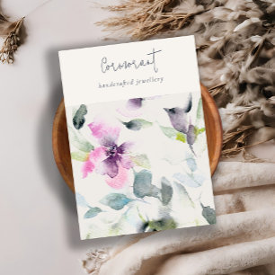 Pink Purple Floral Script Blank Jewellery Holder Business Card