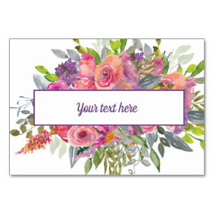 Pink Purple Floral  Table Number
