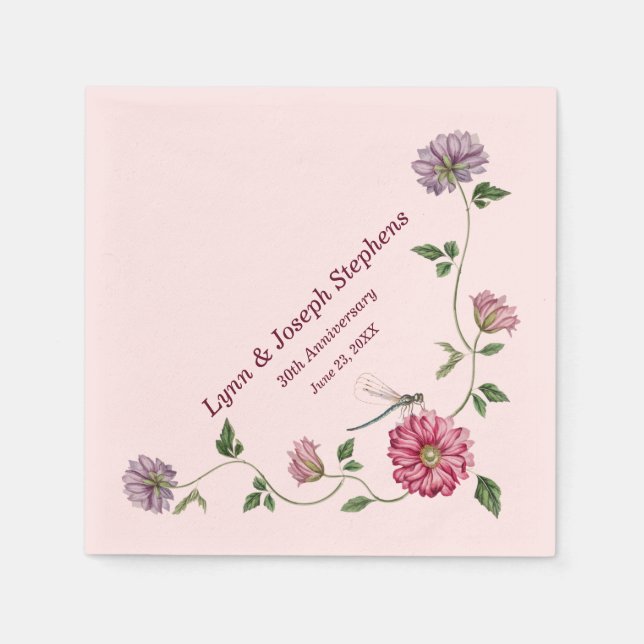 Pink & Purple Floral Vine   Napkin (Front)