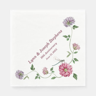 Pink & Purple Floral Vine   Napkin