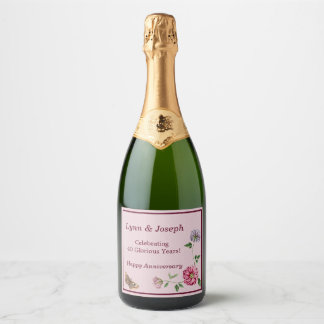 Pink & Purple Floral Vine   Sparkling Wine Label