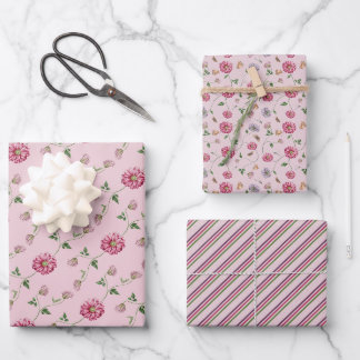 Pink & Purple Floral Vine Wrapping Paper Sheet