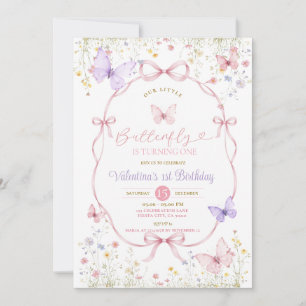 Pink Purple Floral Wildflower Butterfly Birthday Invitation