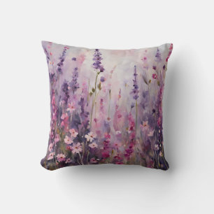 Pink Purple Floral Wildflowers Art Cushion