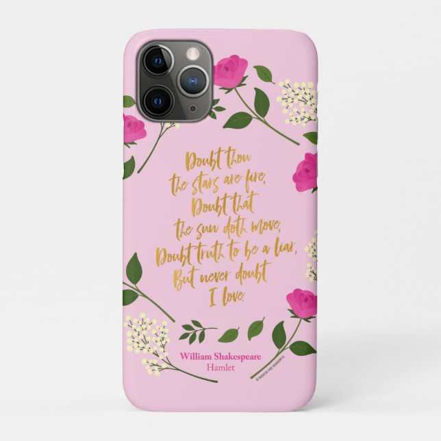 Pink Purple Floral William Shakespeare Never Doubt Case-Mate iPhone Case (Back)