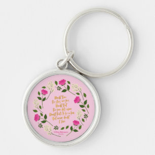 Pink Purple Floral William Shakespeare Never Doubt Key Ring