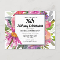 Pink Purple Floral Women's 70th Birthday