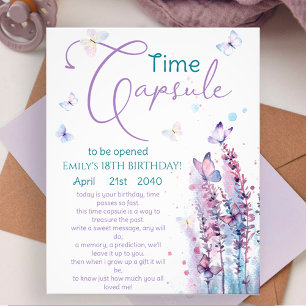 Pink purple flower butterfly birthday Time Capsule Photo Print