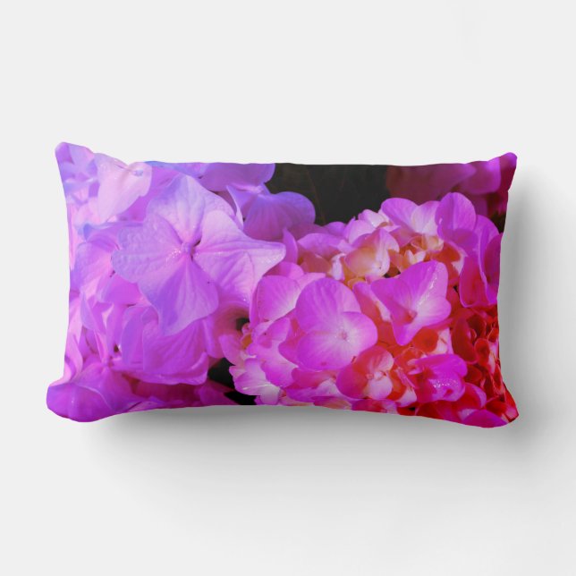 Pink  purple flower elegant Hydrangeas Lumbar Cushion (Front)