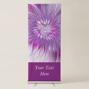 Pink Purple Flower Passion Abstract Art Text Retractable Banner