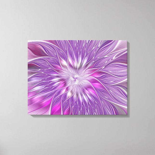 Pink Purple Flower Passion Abstract Fractal Art Canvas Print (Front)