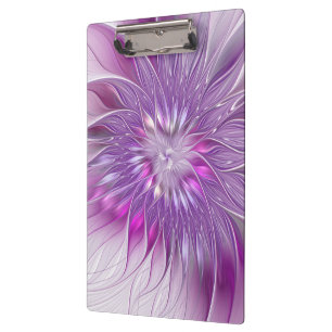 Pink Purple Flower Passion Abstract Fractal Art Clipboard