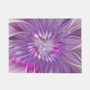 Pink Purple Flower Passion Abstract Fractal Art Doormat