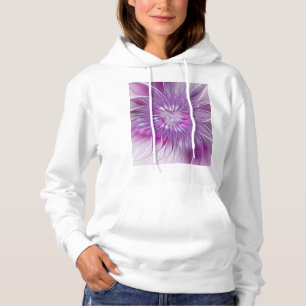 Pink Purple Flower Passion Abstract Fractal Art Hoodie