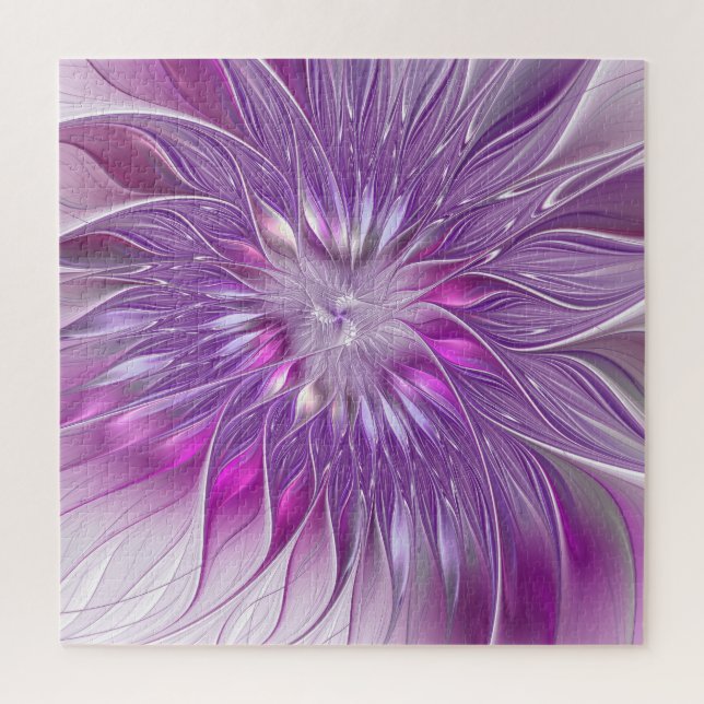 Pink Purple Flower Passion Abstract Fractal Art Jigsaw Puzzle (Vertical)