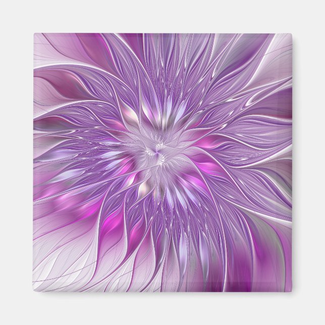 Pink Purple Flower Passion Abstract Fractal Art Magnet (Front)
