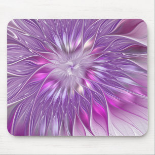 Pink Purple Flower Passion Abstract Fractal Art Mouse Mat