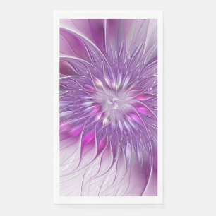 Pink Purple Flower Passion Abstract Fractal Art Napkin