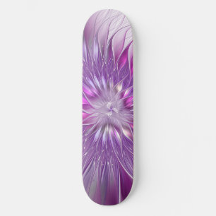 Pink Purple Flower Passion Abstract Fractal Art Skateboard