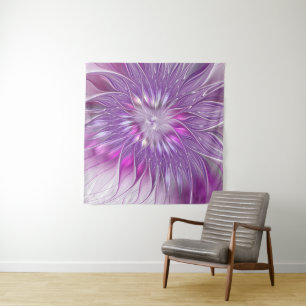 Pink Purple Flower Passion Abstract Fractal Art Tapestry