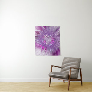 Pink Purple Flower Passion Abstract Fractal Art Tapestry