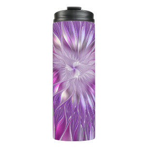 Pink Purple Flower Passion Abstract Fractal Art Thermal Tumbler