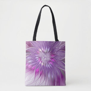 Pink Purple Flower Passion Abstract Fractal Art Tote Bag