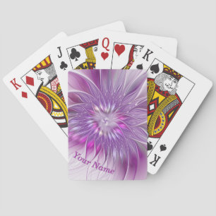 Pink Purple Flower Passion Abstract Fractal Name Playing Cards