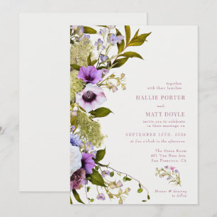 Pink Purple Flowers    Bloom Wedding Invitation