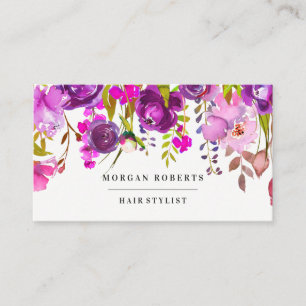 Pink & Purple Flowers Pretty Elegant Womans Business Card