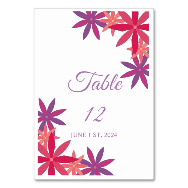 Pink Purple Flowers Thunder_Cove  Table Number (Front)