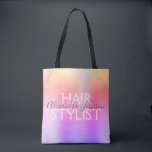 Pink Purple Foil Hair Stylist Supplies Tote Bag<br><div class="desc">Gold,  Pink and Purple Ombre Pastel Rainbow Foil Hair Stylist beauty supplies bag for scissors,  shampoo or other salon supplies. The business contact name and profession can be changed to be used for any type of business. Please contact the designer for additional matching items.</div>