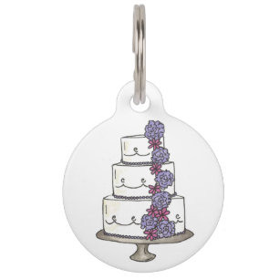 Pink Purple Fondant Wedding Cake Bakery Floral Pet Tag