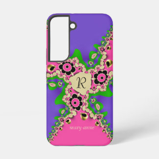 Pink Purple Fractals Monogram Samsung Galaxy Case