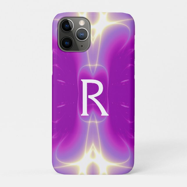 PINK PURPLE FUCHSIA FRACTAL LIGHT WAVES MONOGRAM Case-Mate iPhone CASE (Back)