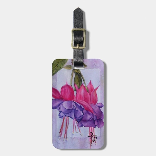 PINK PURPLE FUSCHIA PERSONALIZED LUGGAGE TAG (Front Vertical)