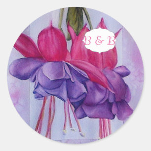 PINK PURPLE FUSCHIAS WATERCOLOR FLOWER STICKERS