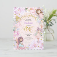 Pink Purple Garden Fairy, Enchanted forest Invitat