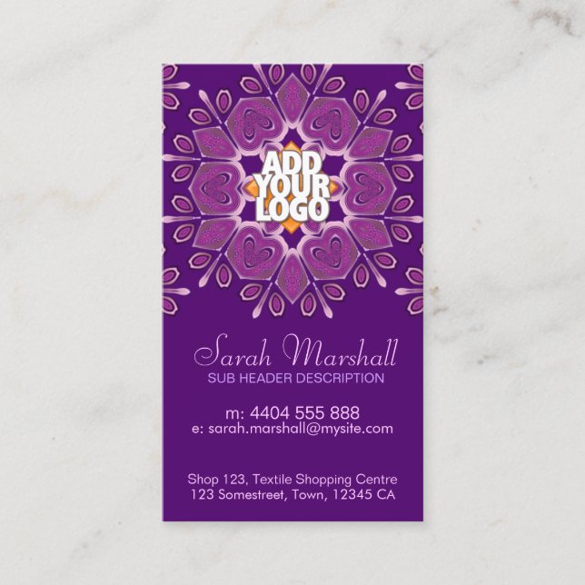 Pink+Purple Geometric Flower Business Card (Front)