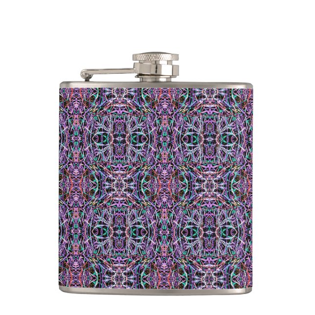 Pink Purple Geometric Hip Flask (Front)