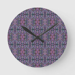 Pink Purple Geometric Round Clock